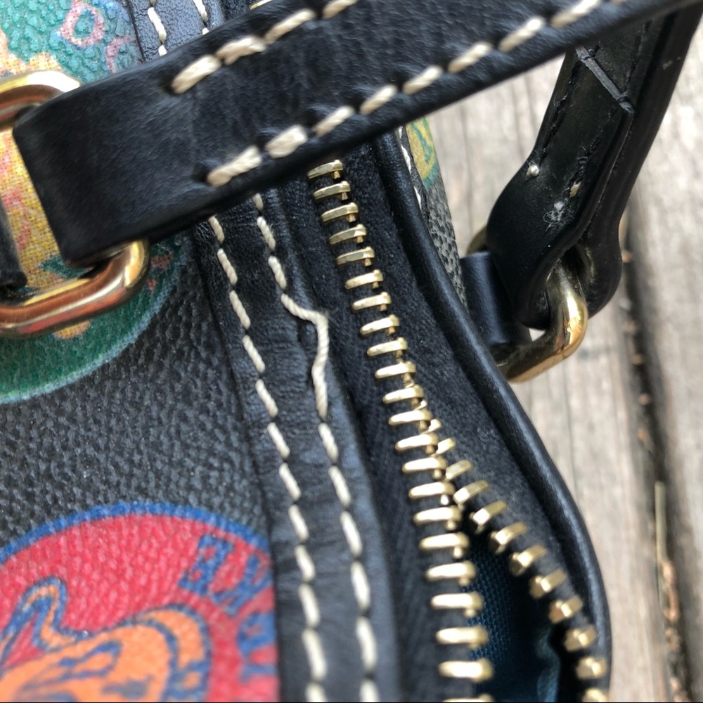 Dooney & Bourke Black Multicolor Logo Circle Print Shoulder Tote - Picture 4 of 4